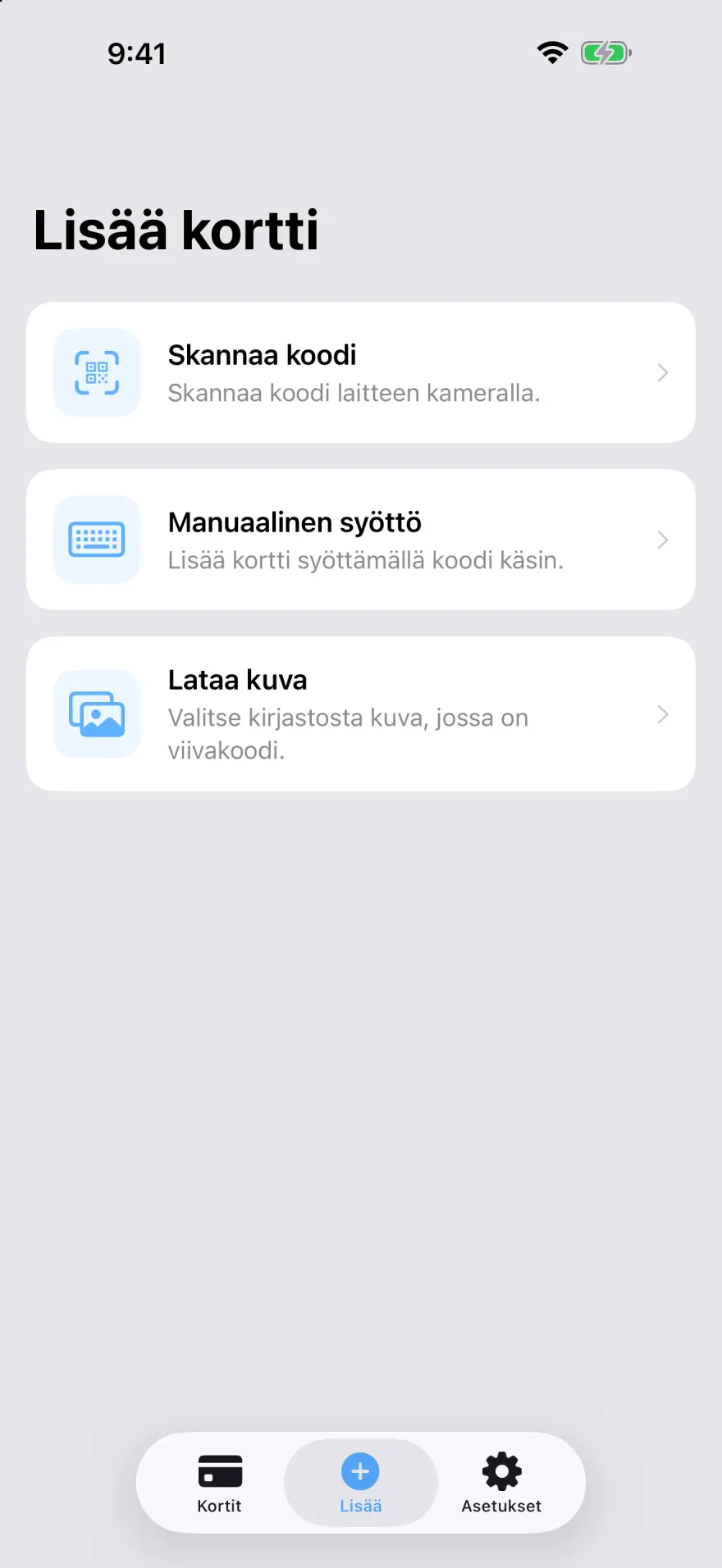 Lisää kortteja sekunneissa